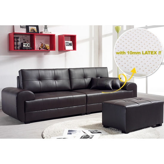 동서가구 EH J22 모던 라텍스탑 가죽 소파 4인용 (스툴포함)