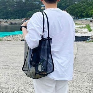 오너클랜 숄더백 쇼퍼백 메쉬 캐쥬얼룩 토트백 블랙 WD1CA91_이미지