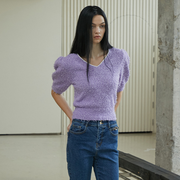 에고이스트 메탈믹스 배색 포인트 볼륨 풀오버 EP3KH861_이미지