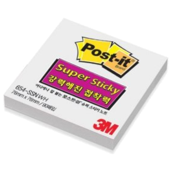 3M 포스트잇 슈퍼스티키 노트 654-SN (화이트)_이미지