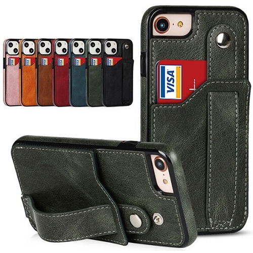 아이폰7 레트로 가죽 카드수납 핸드스트랩 케이스