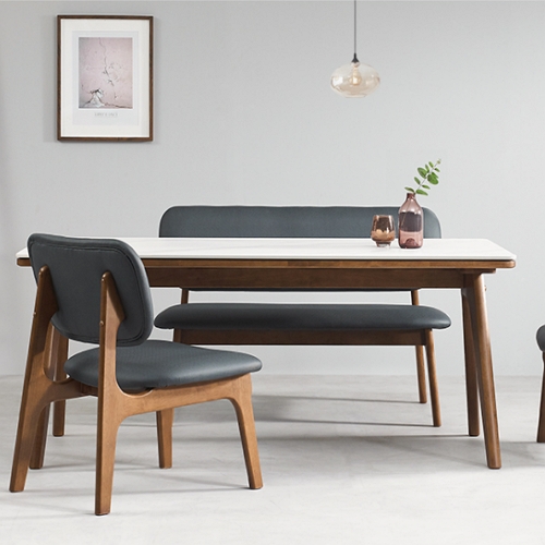 헤닝 마이홈 낮은 원목 통세라믹 식탁 1400 (의자별도)_이미지