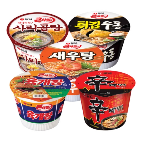 신라면큰사발4개 + 새우탕큰사발4개 + 튀김우동큰사발4개 + 사리곰탕큰사발2개 + 육개장큰사발2개
