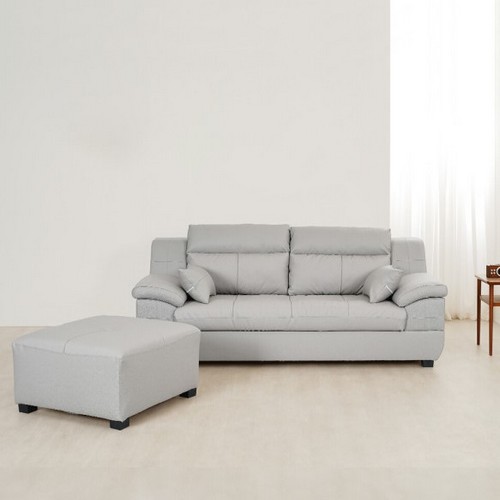 동서가구 테라 컴팩트 천연가죽 소파 3인용 (스툴포함)