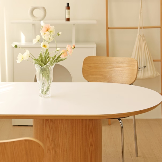 포커스인 데이데이 반타원 원형다리 식탁 1000 (의자별도)_이미지