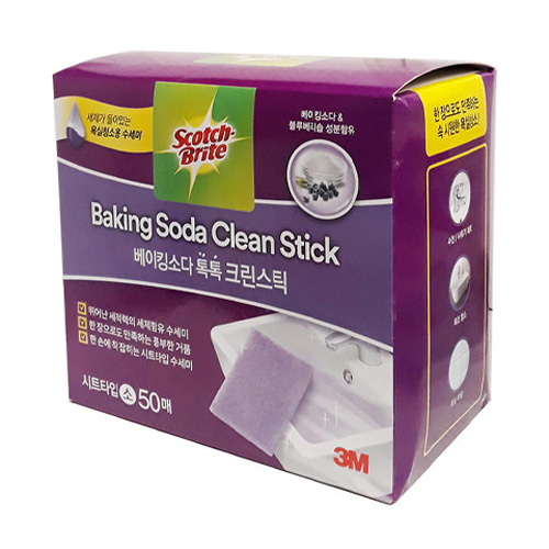 스카치브라이트 베이킹소다 톡톡 크린스틱 시트타입 50매 (1개)_이미지
