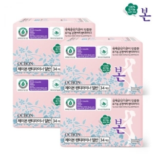 J2LOH 유기농본 일반형 팬티라이너 34개입 4팩 일반