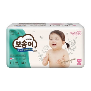 보솜이 리얼코튼 오가니크 팬티형 대형-여아용 (34매)_이미지