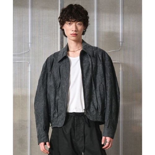 엘무드 L엠오오 MOO D 커브드 밸리 크랙 워시드 블루종 자켓 스톤 그레이 L4AO0014GR 328639_이미지