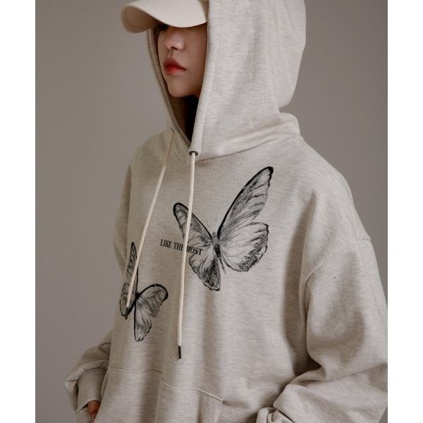라이크더 LIKE THE 엑스레이 그래픽 나비 오버 후디 오트밀 5007909126 3096561