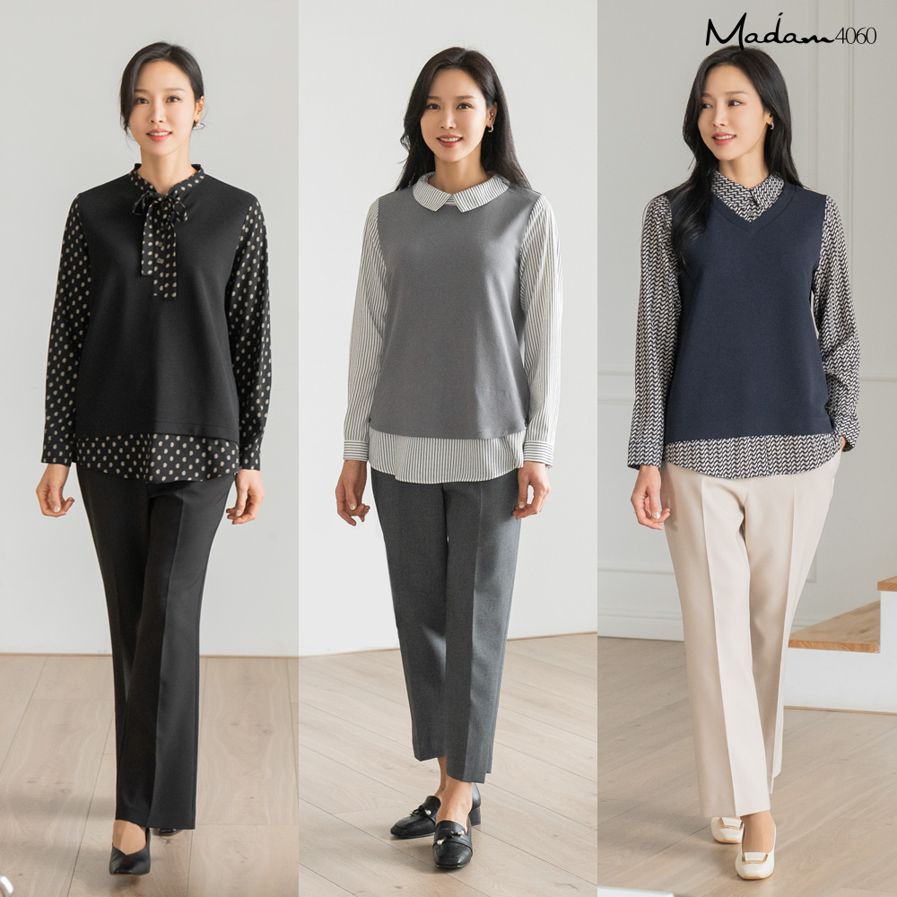 마담4060 엄마옷 레이어드블라우스3종 -QHBL2502001