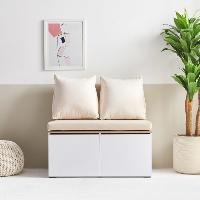 히트가구 수납형 가죽패드 벤치 소파 2인용_이미지