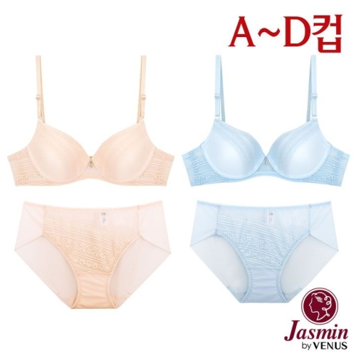 비너스 자스민 by AD컵 풀컵 레이스 와이어 더블윙 브라팬티2종 JBA030 75A-90D