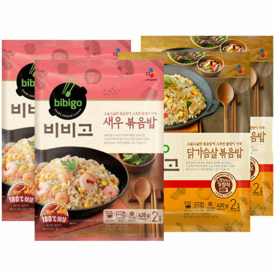 CJ제일제당 햇반 새우볶음밥 2인분 420g x 2개 + 닭가슴살볶음밥 2인분 420g x 2개 (1세트)