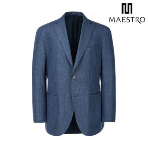 LF 마에스트로 LORO PIANA 원단 터콰이즈블루 체크 울실크린넨 자켓 MAJA5A017T2
