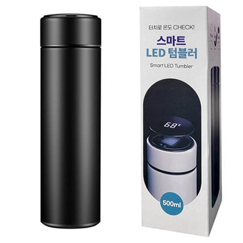 온도표시 LED 보온보냉 텀블러 Black 500ml 1개