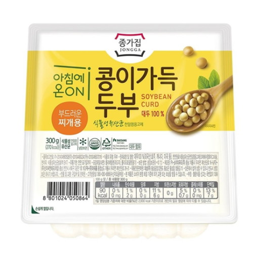 대상FNF 종가집 아침에ON 콩이가득 두부 찌개용 300g (1개)