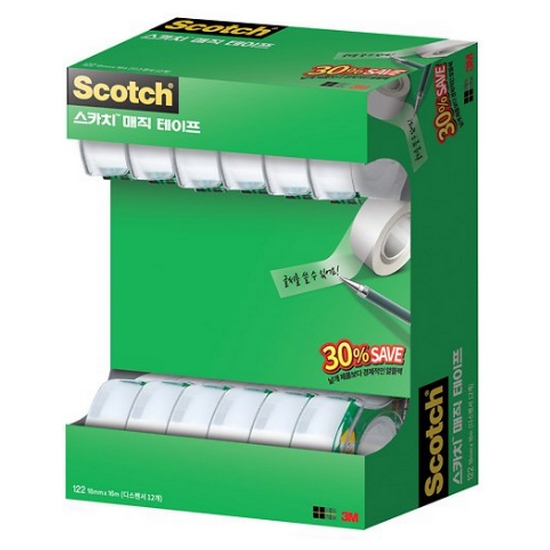 3M 스카치 매직 테이프 810 122A 18mm x 16m (12개)