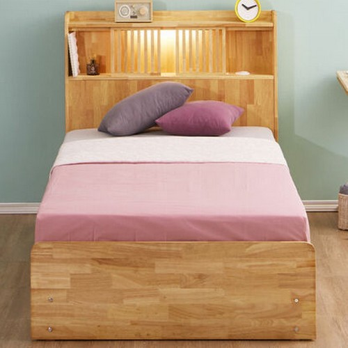 라자가구 위드 팀버 원목 LED침대 SS (매트별도)_이미지