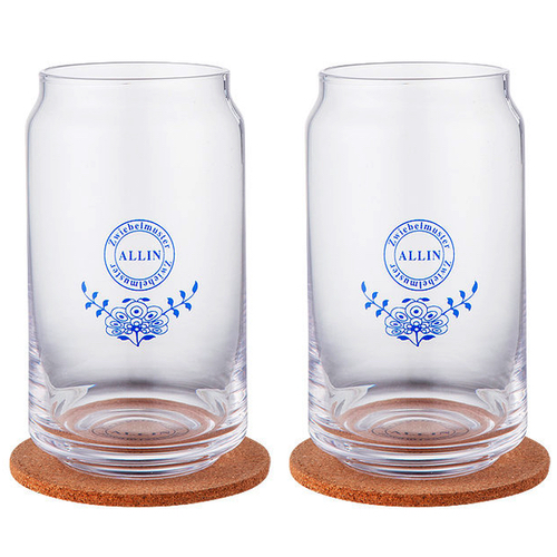 Allin 쯔비벨블루 북유럽풍 비어캔글라스 카페유리컵 480ml