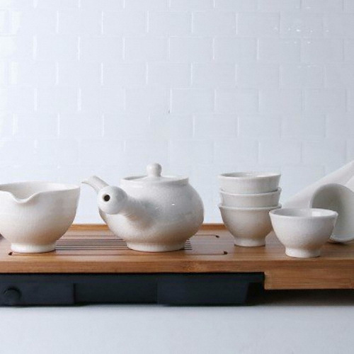 [불명] 진례도예 백자 5인 다기세트