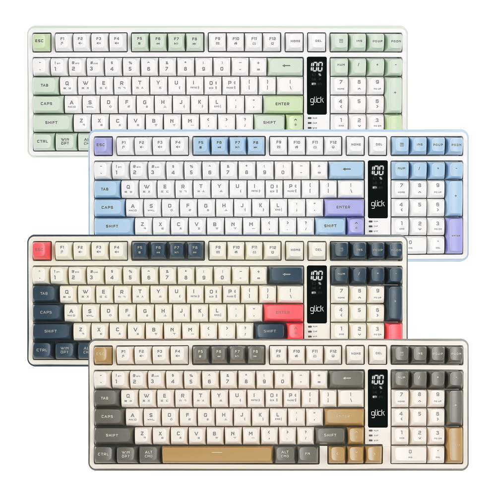 지클릭커 OFFICEPRO WK50 사일런스 M RGB 풀윤활 무소음 방수 무선 블루투스 LCD 99 (그린위치)_이미지