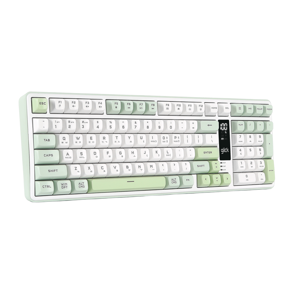 지클릭커 OFFICEPRO WK50 사일런스 M RGB 풀윤활 무소음 방수 무선 블루투스 LCD 99 (그린위치)_이미지