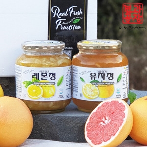  견과공장 겨울향기 프리미엄 햇과일청 2종 세트 유자청 1kg + 한라봉청 950g 1세트