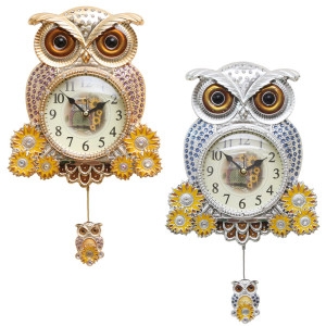[불명] 인테리어 무소음시계 해바라기부엉이S-골드 장식소품