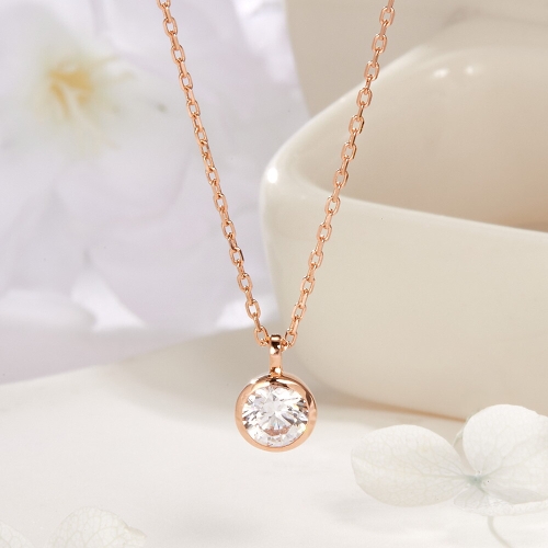 14K 원형 베젤 큐빅 체인 목걸이 JNN41914