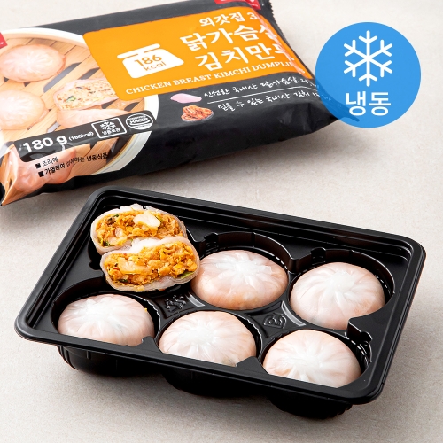 외갓집 3분 닭가슴살 김치만두 냉동 180g 6개_이미지