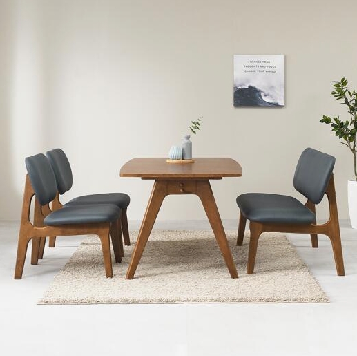 헤닝 마이홈 낮은 원목 식탁 1400 (벤치2개)_이미지