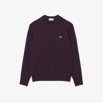 라코스테 남성 케이블 크루넥 풀오버 버건디 AH2924-56N 3KE_이미지