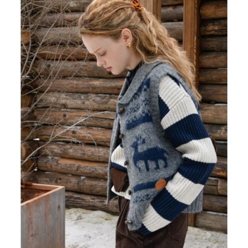 피그먼트 울헤이즐버튼우드베스트/조끼 HHVT250655_이미지