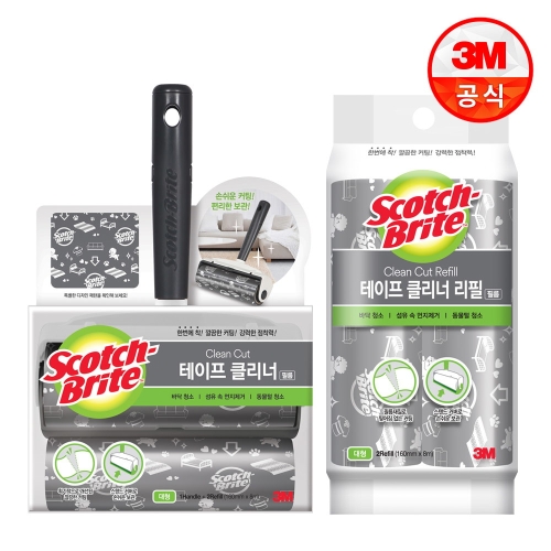 3M 스카치브라이트 클린컷 테이프클리너 대형 롱핸들 (본품1개 + 리필4개)
