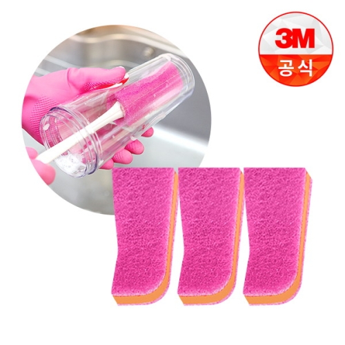 3M 스카치브라이트 보틀 수세미 리필 플라스틱용 1매 (3개(3매))