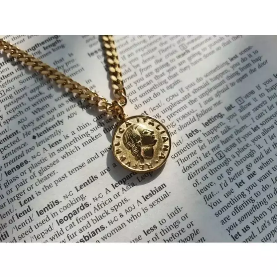 노블른 써지컬 스틸 유럽희귀 동전골드 목걸이 6555228A_이미지