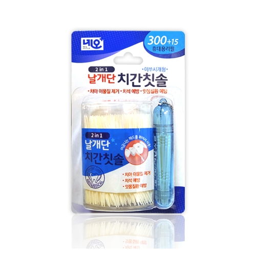 2in1 날개단 치간칫솔 300+15개/휴대용 이쑤시개