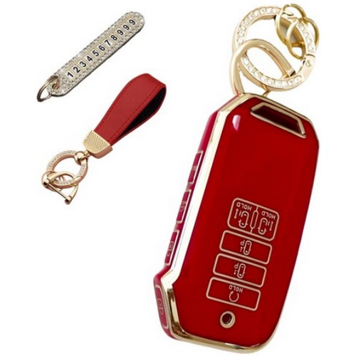  루루형제 프리미엄 TPU 키케이스 기아 9버튼 전용 AK-11 + 번호키링 + 스트랩