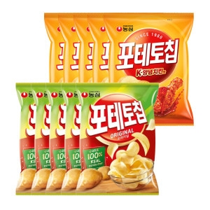 농심 포테토칩 오리지널 60g 5개 + 포테토칩 K-양념치킨맛 50g 5개_이미지