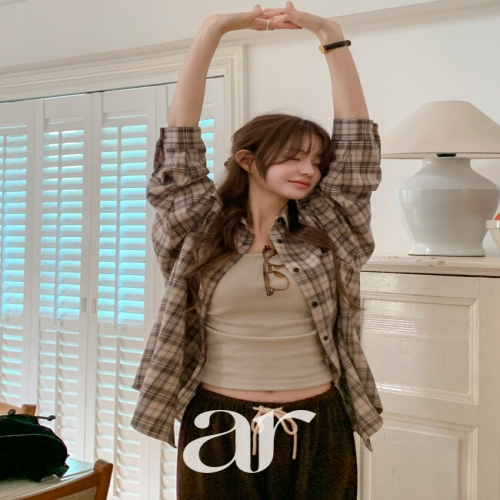 아뜨랑스 포근기모/빈티지체크패턴/소장가치up 폴센트 빈티지 체크 루즈핏 기모 겨울 셔츠 bs8561_이미지