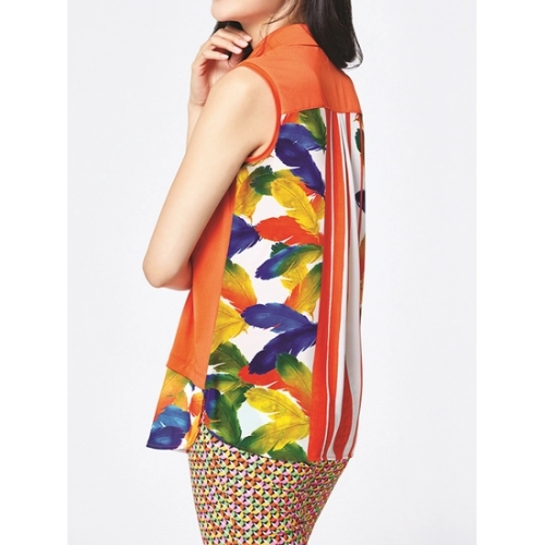 마코 여성 뒷면날개프린트배색민소매카라티셔츠_MKW2TN03_이미지