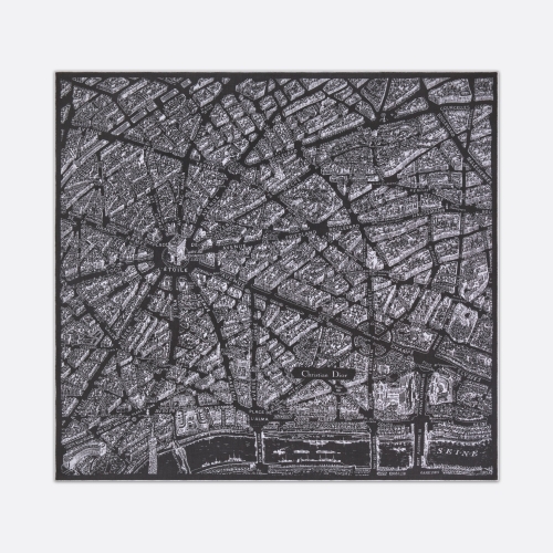 크리스찬디올 스카프 파리 지도 숄 캐시미어 블랙 화이트 32PAR140I060 C980