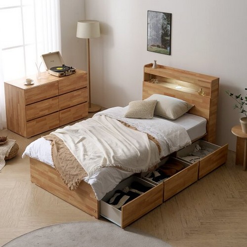 BIF보루네오 마르체 리움 통서랍 수납 LED침대 D (매트별도)_이미지