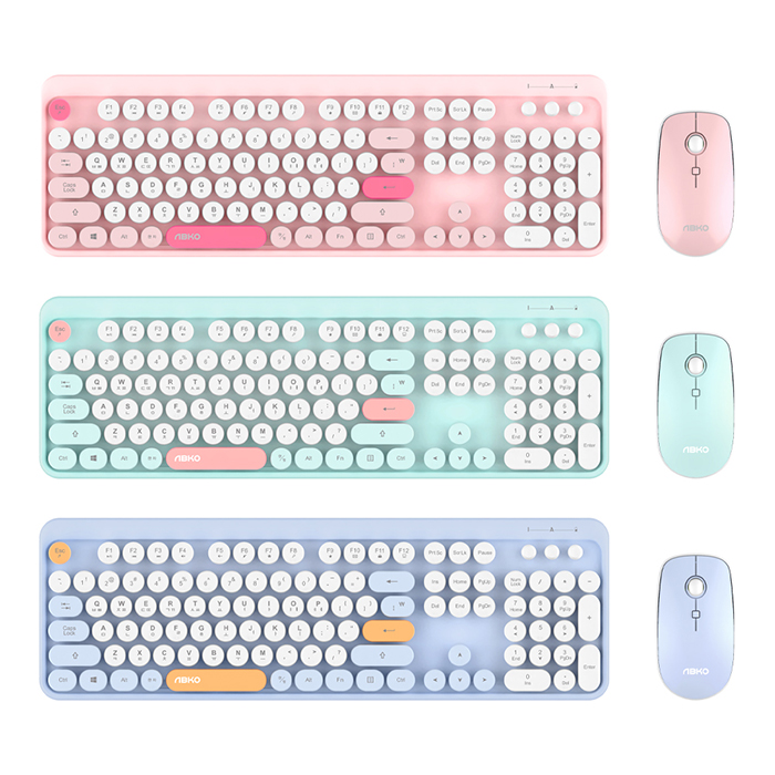 앱코 WKM01 무선 키보드 마우스 세트 (민트)_이미지