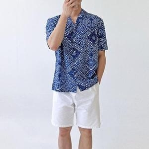 셀러허브 패션 JHQRVOWG_4B 남자 여름 코발트블루 호캉스 태국 하와이완