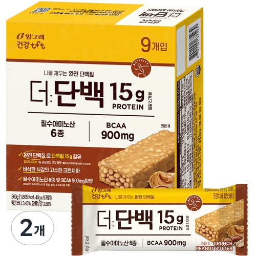 빙그레 tft 더단백 크런치바 피넛버터 9p 360g