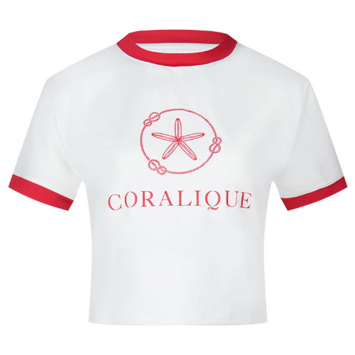 코랄리크 테니스 빅 로고 크롭 티셔츠 레드 CQ-CS2E403-RD_이미지