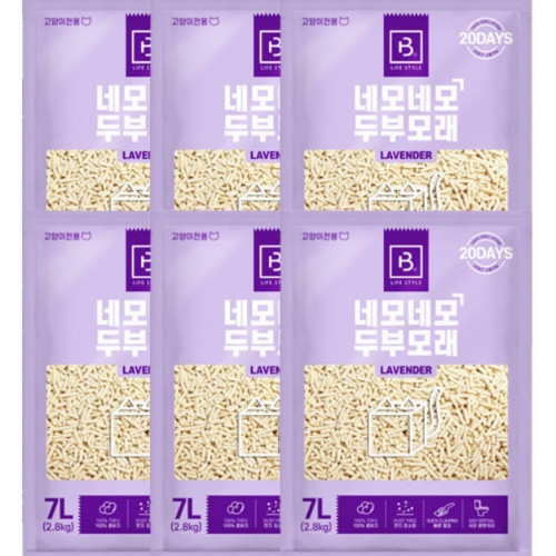 브리더랩 네모네모 두부모래 가는입자 라벤더향 2.8kg (6개)_이미지