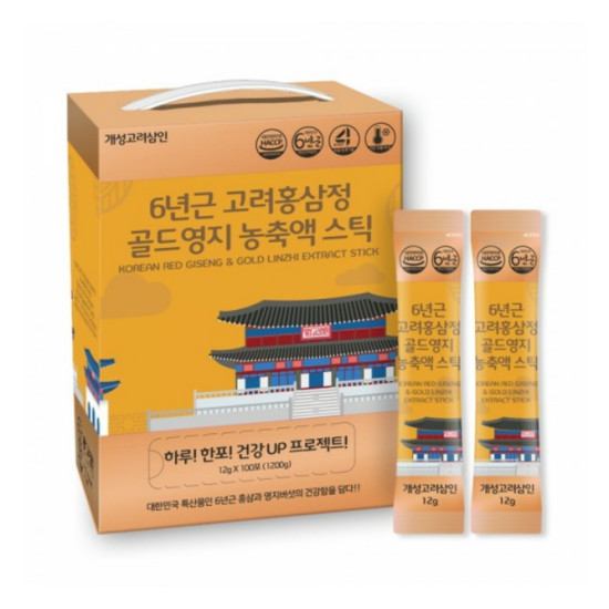 개성고려삼인 6년근 고려홍삼정 골드영지 농축액 스틱 12g 100포